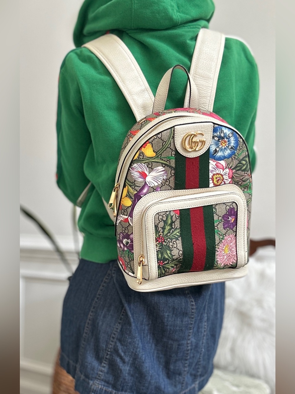 GUCCI Ophidia GG Supreme Flora Backpack - Picture 14 of 15
